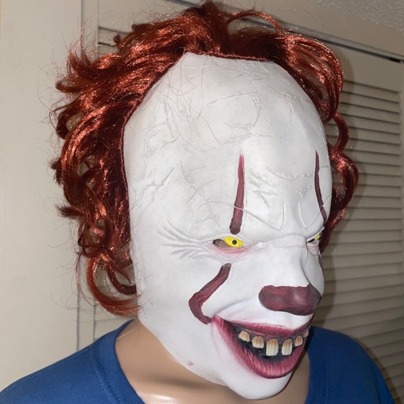 NWOT Horror Clown Latex Mask Creepy IT Mask for Adult Halloween Costume Cosplay - Picture 5 of 7